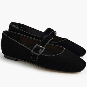 NWT J. Crew Velvety Square-Toe Mary Jane Flats Size 10.5